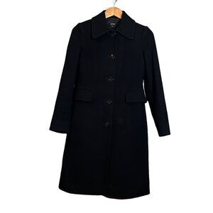 Jacob black wool blend button up coat‎